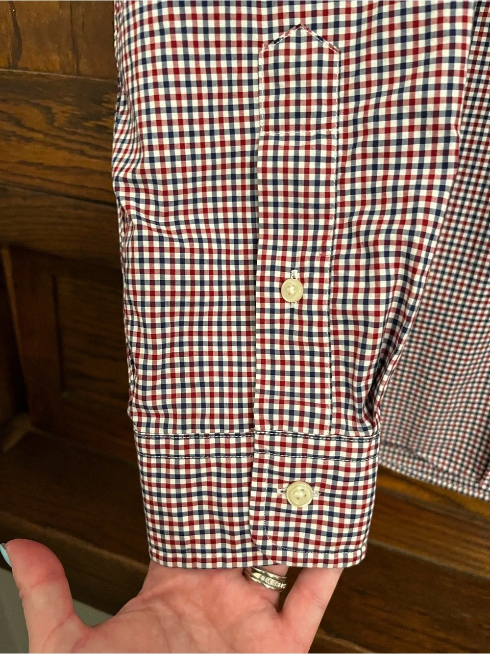 Polo Ralph Lauren Classic Fit Red White Navy Long Sleeve Button Down Shirt, L